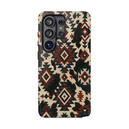 Rust Aztec + Cowhide Tough Case