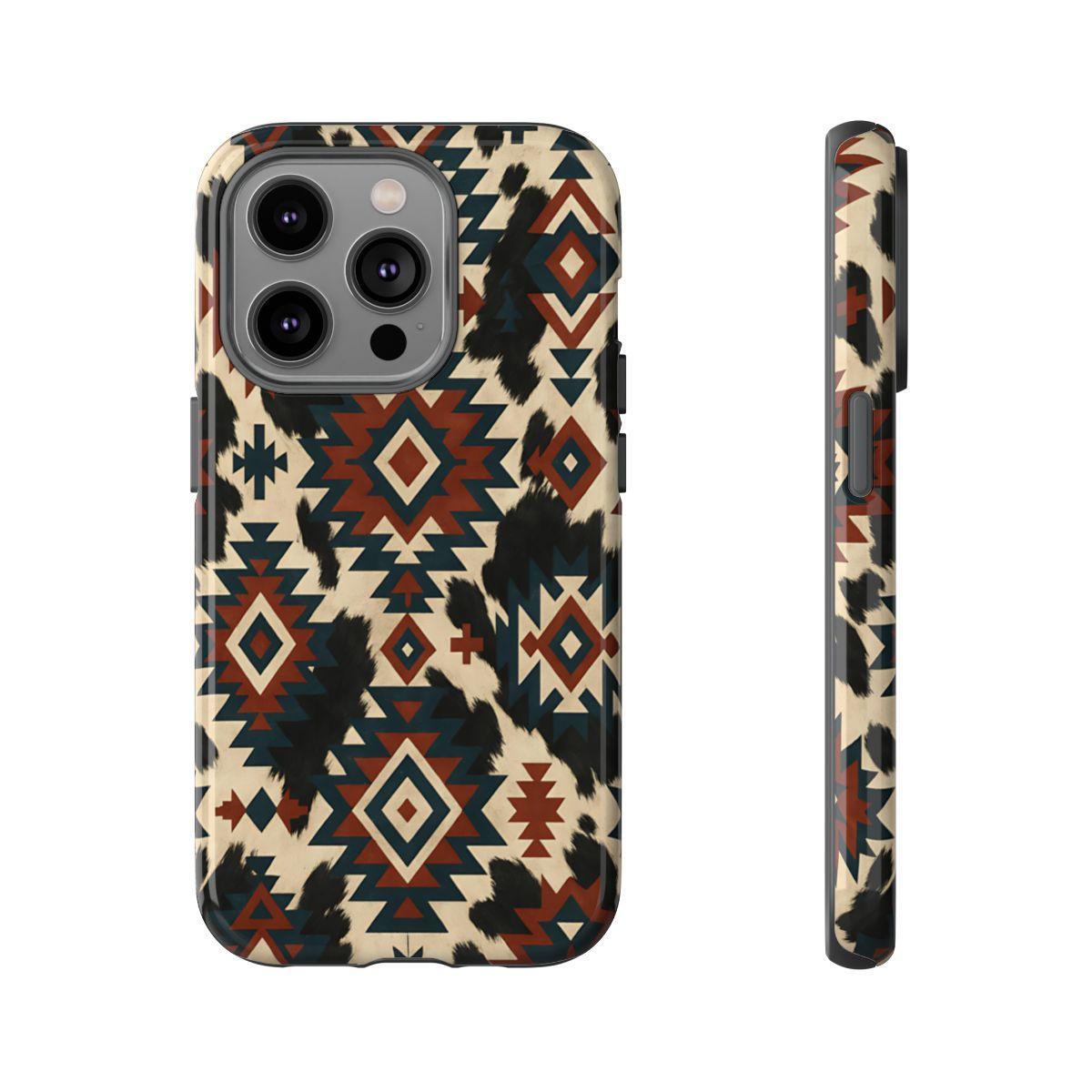 Rust Aztec + Cowhide Tough Case