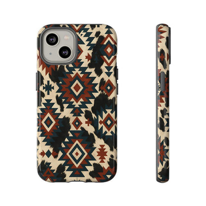 Rust Aztec + Cowhide Tough Case
