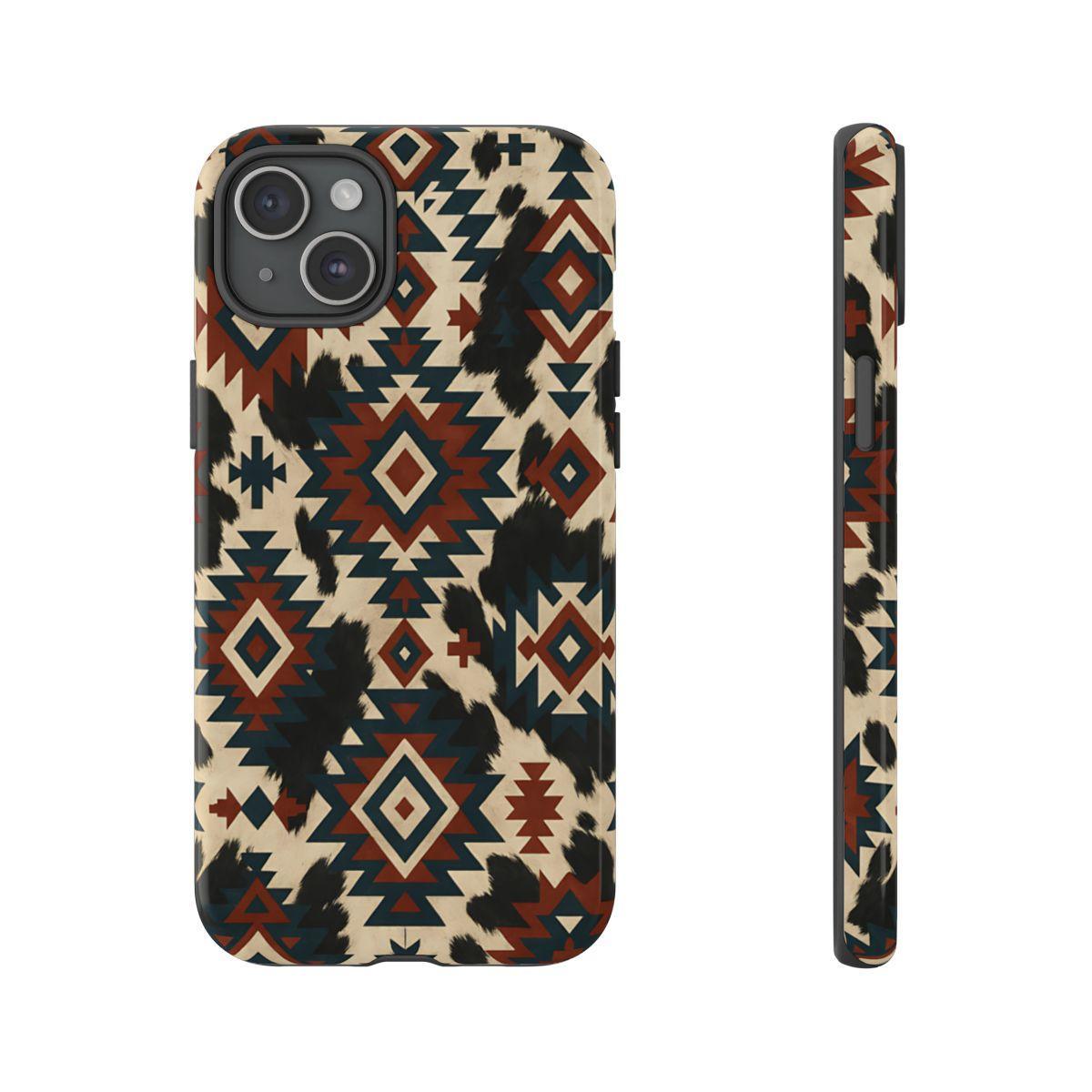 Rust Aztec + Cowhide Tough Case