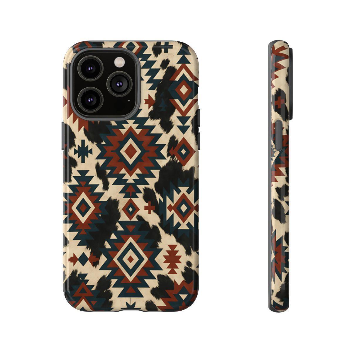Rust Aztec + Cowhide Tough Case