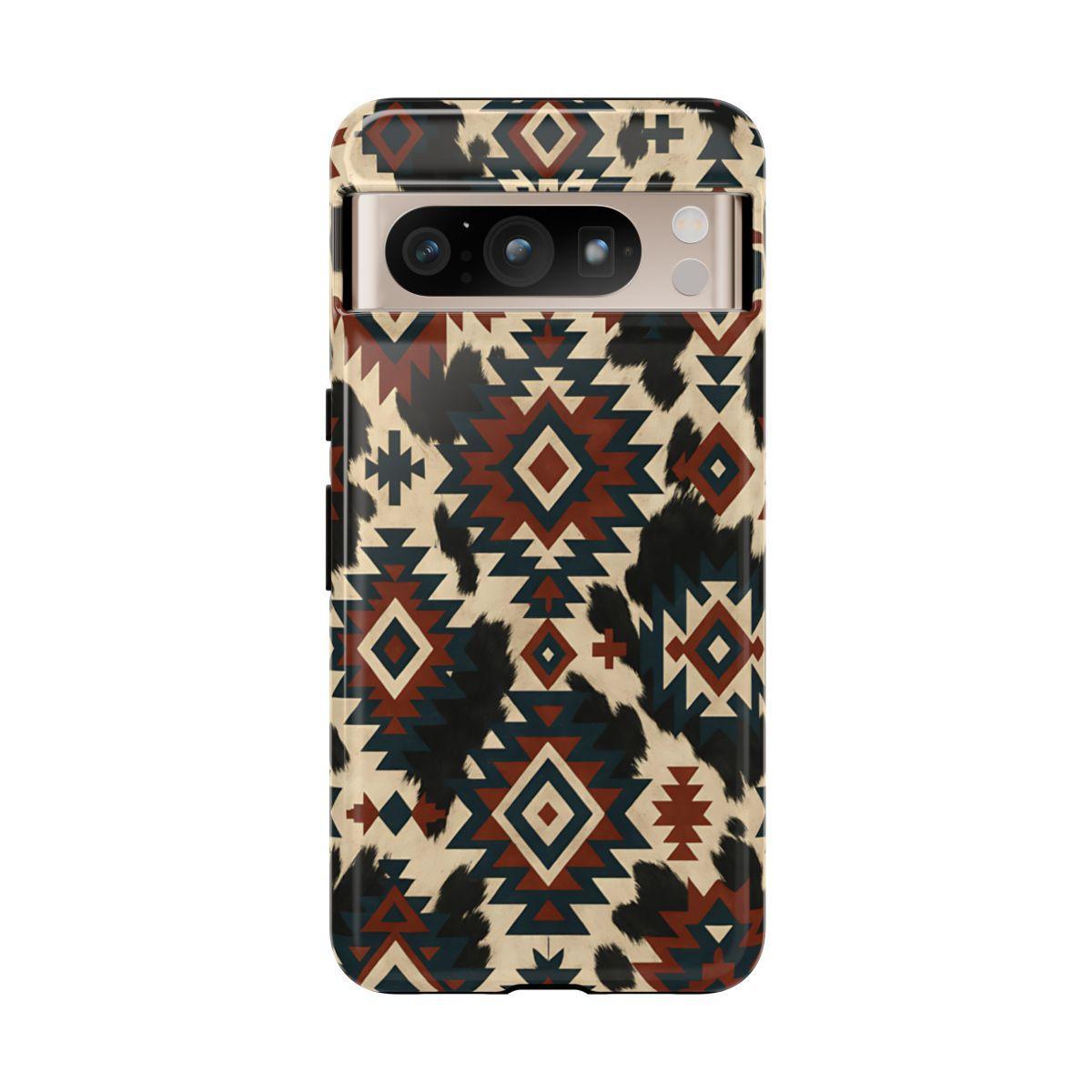 Rust Aztec + Cowhide Tough Case