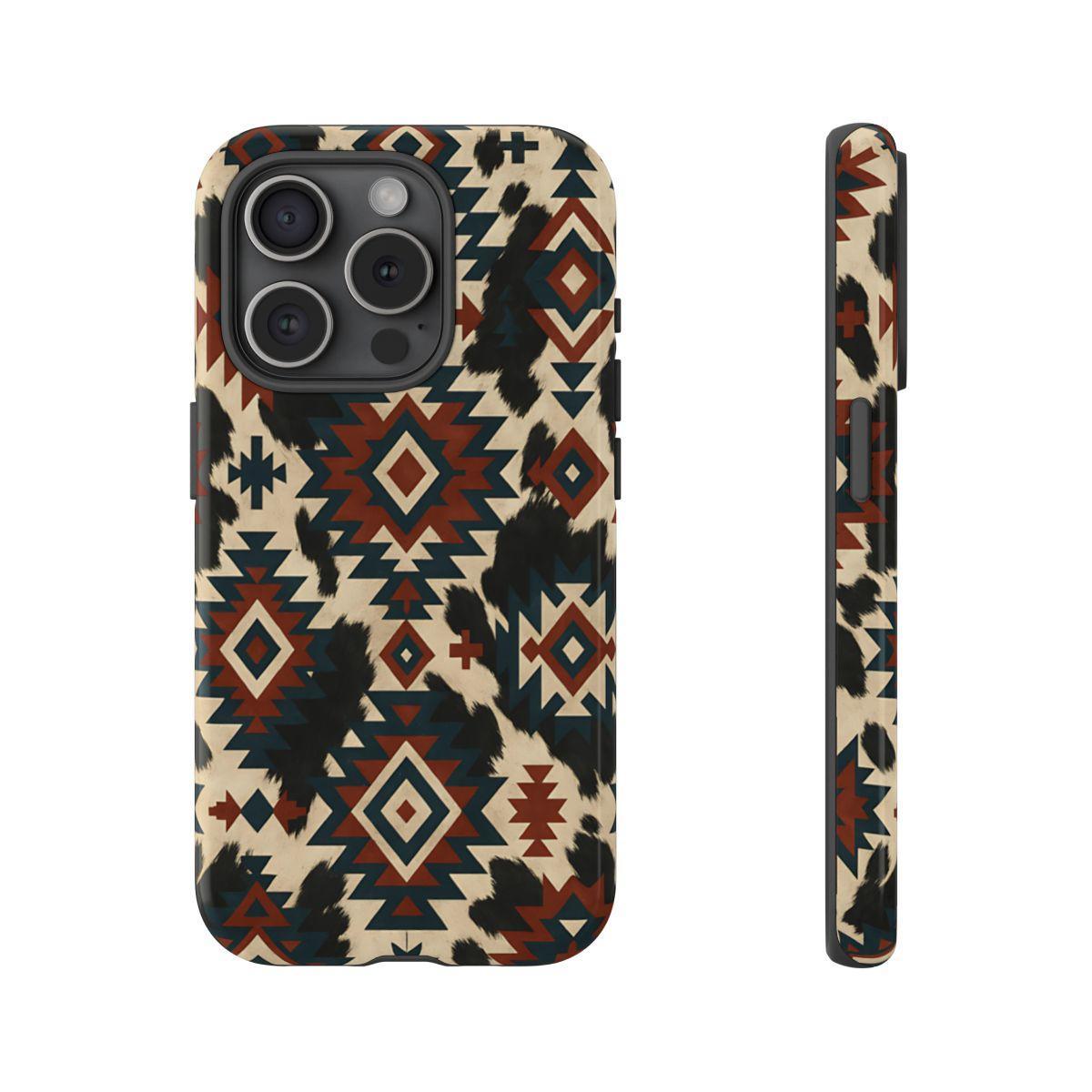 Rust Aztec + Cowhide Tough Case