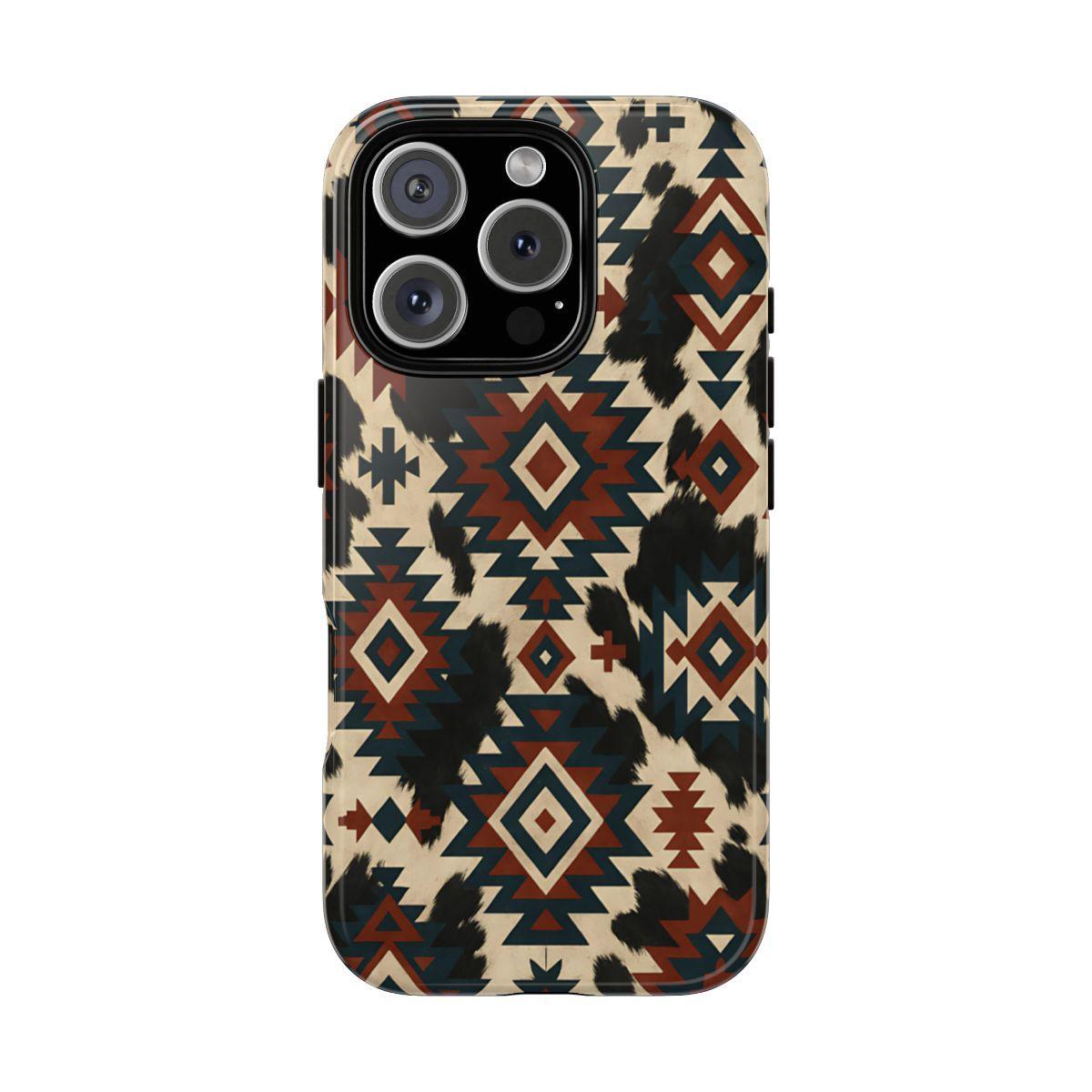 Rust Aztec + Cowhide Tough Case