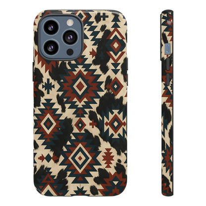 Rust Aztec + Cowhide Tough Case