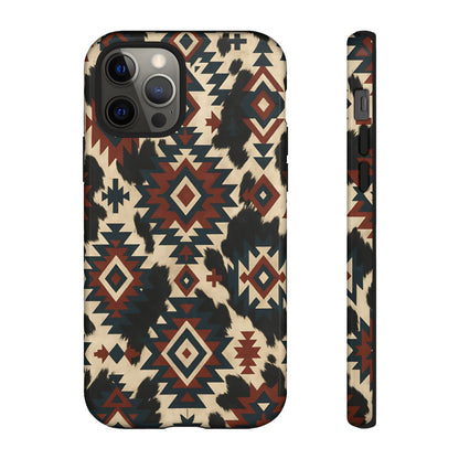 Rust Aztec + Cowhide Tough Case