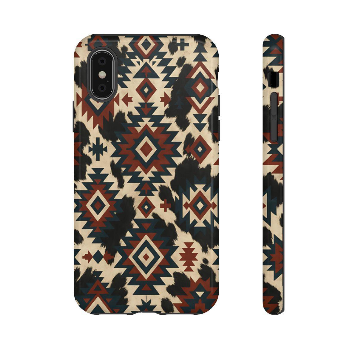 Rust Aztec + Cowhide Tough Case