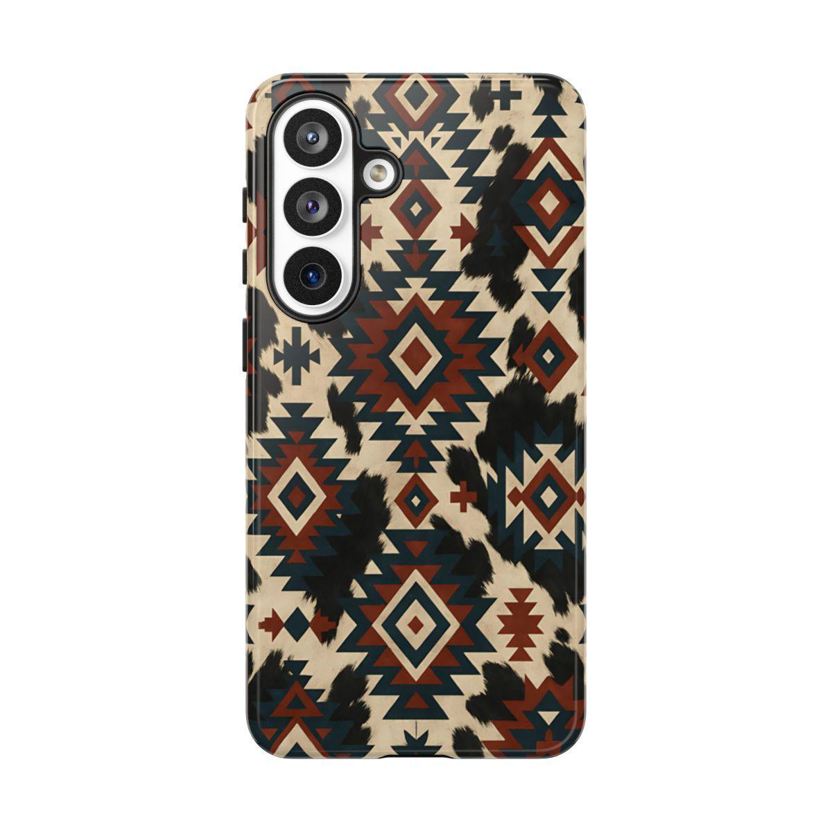 Rust Aztec + Cowhide Tough Case