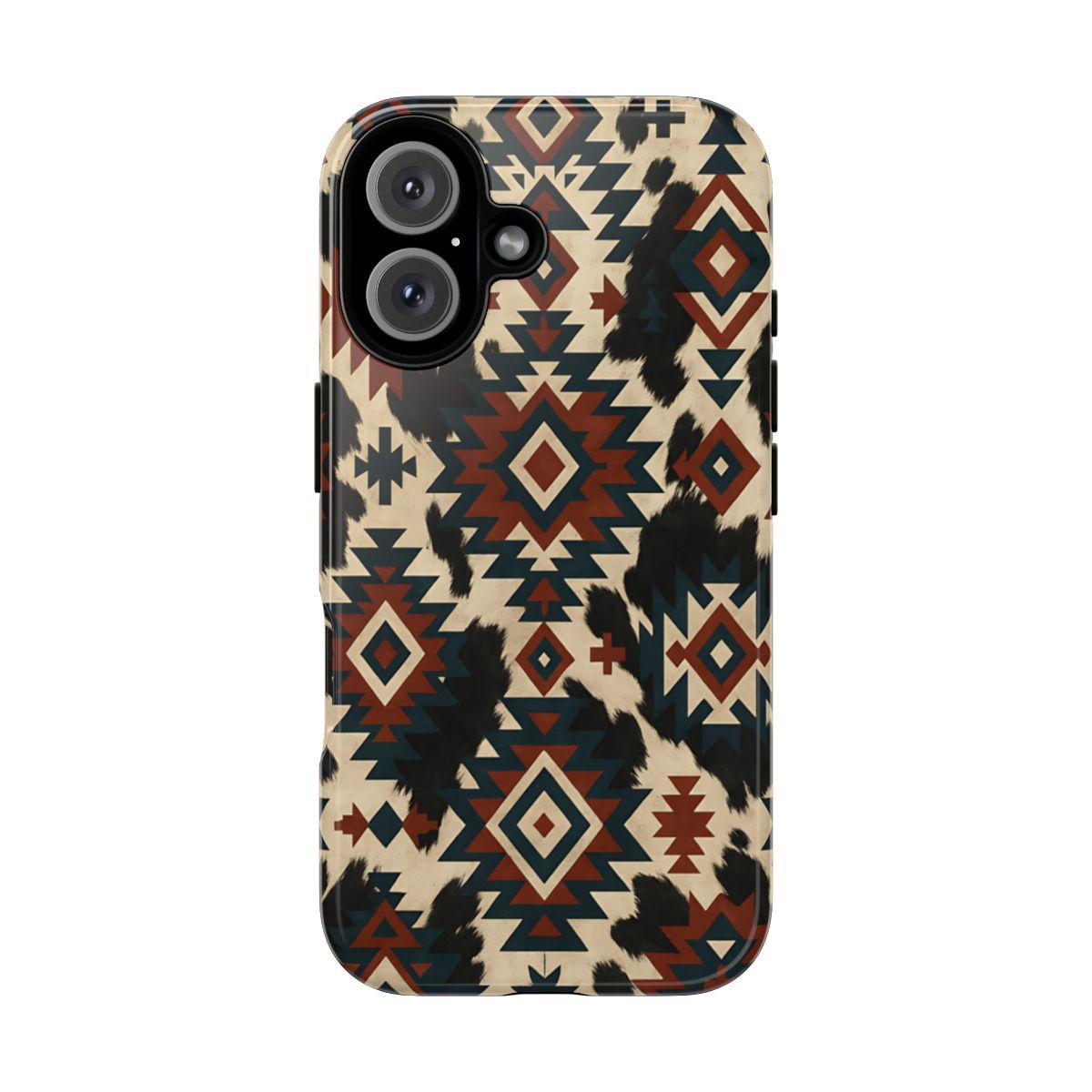Rust Aztec + Cowhide Tough Case