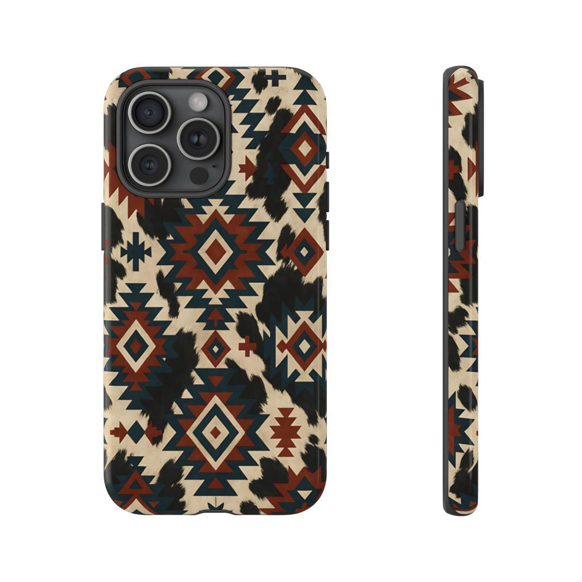Rust Aztec + Cowhide Tough Case