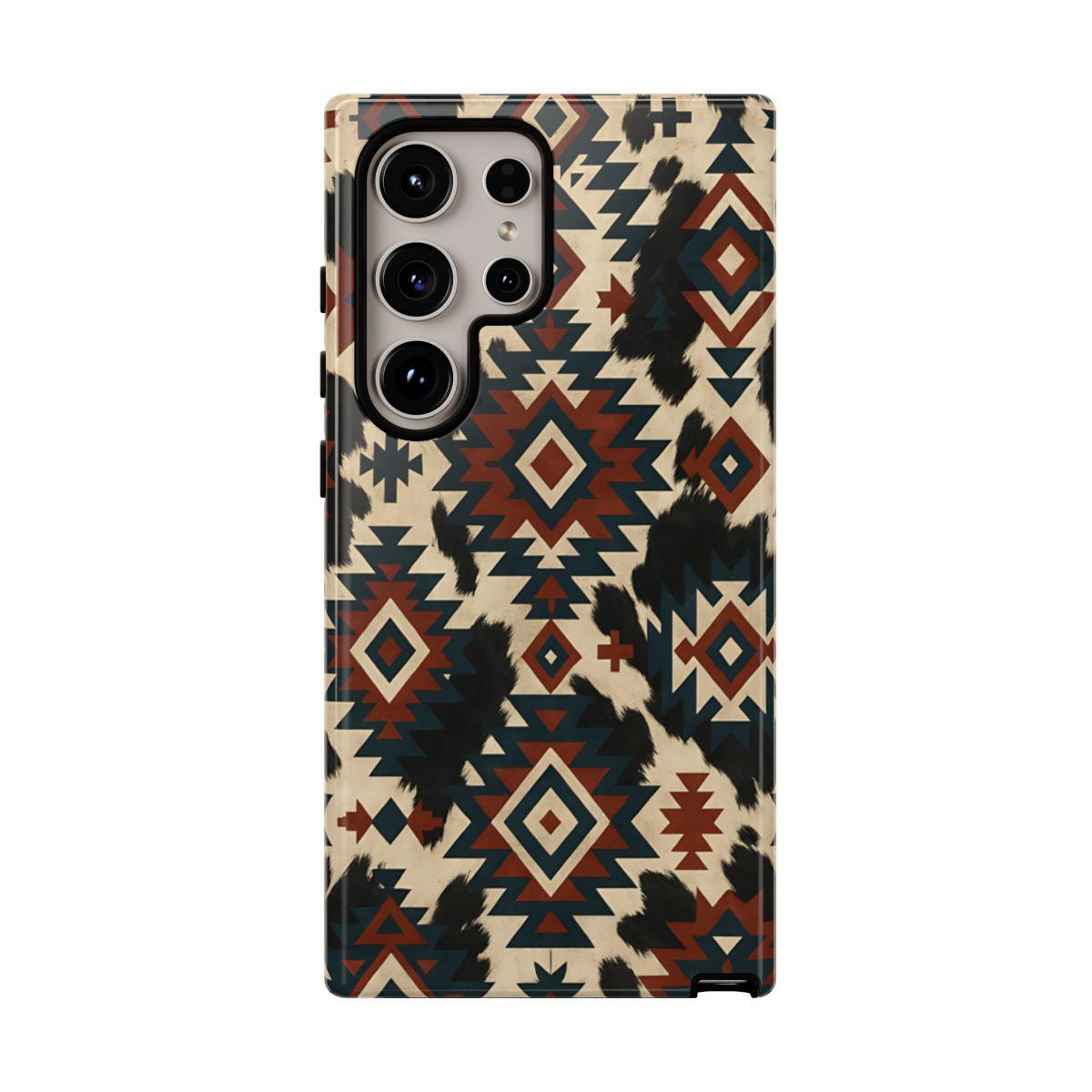 Rust Aztec + Cowhide Tough Case