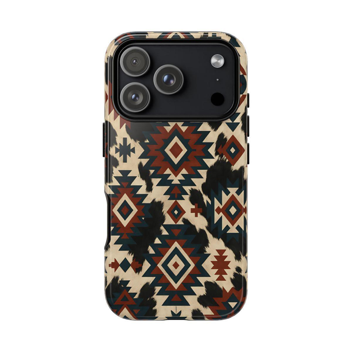 Rust Aztec + Cowhide Tough Case