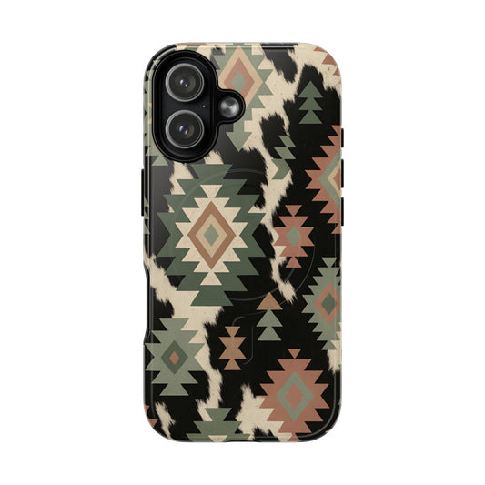 Sage Aztec + Cowhide Magnetic Case