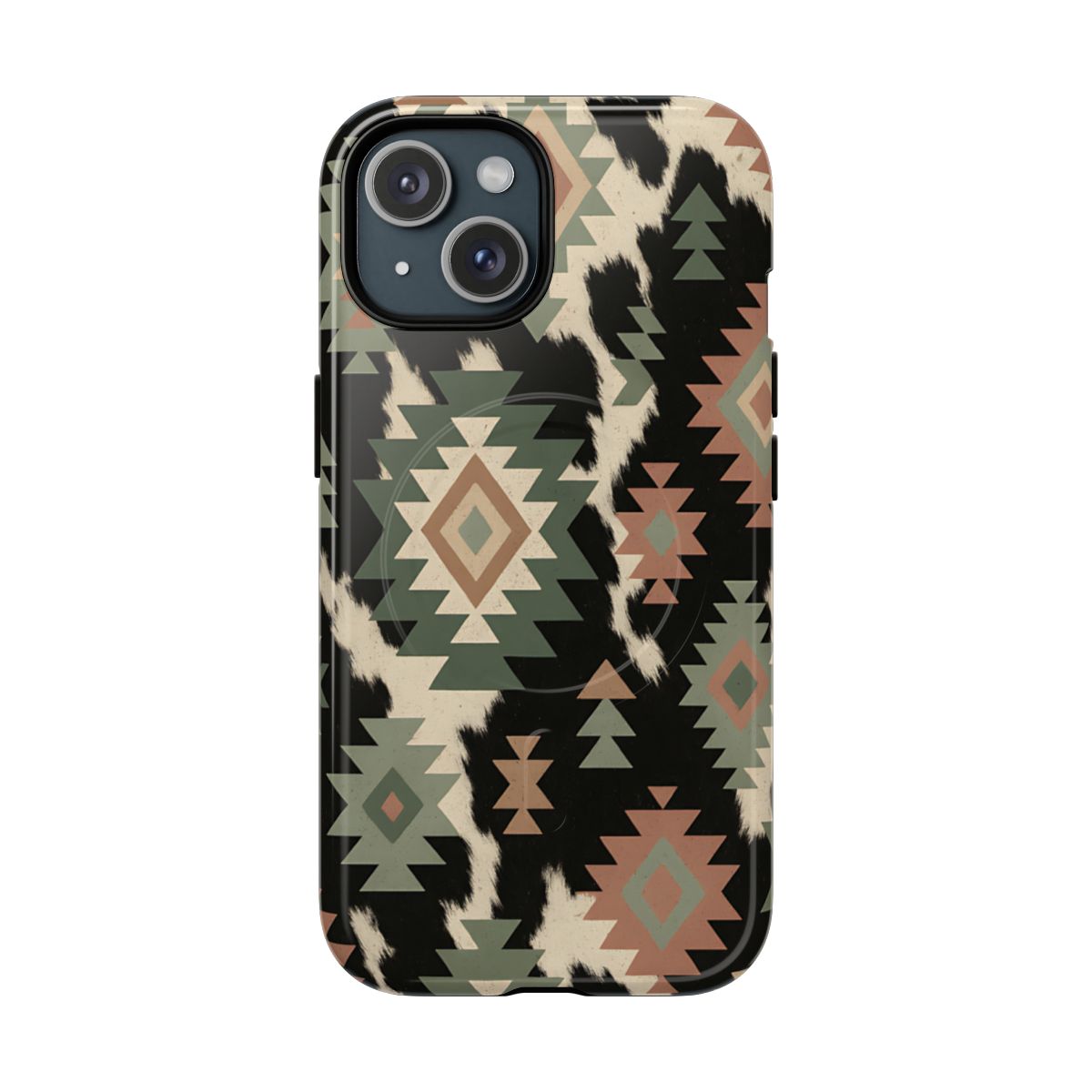 Sage Aztec + Cowhide Magnetic Case