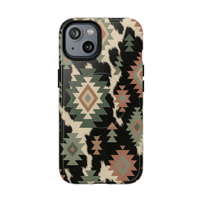 Sage Aztec + Cowhide Magnetic Case