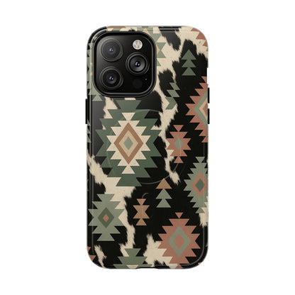 Sage Aztec + Cowhide Magnetic Case
