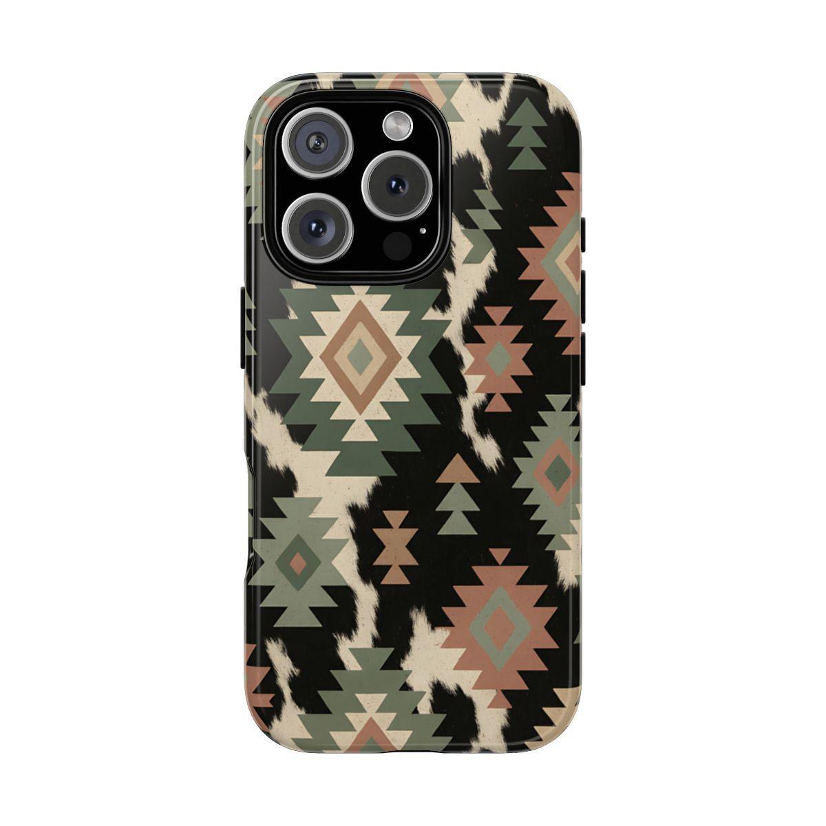 Sage Aztec + Cowhide Tough Case