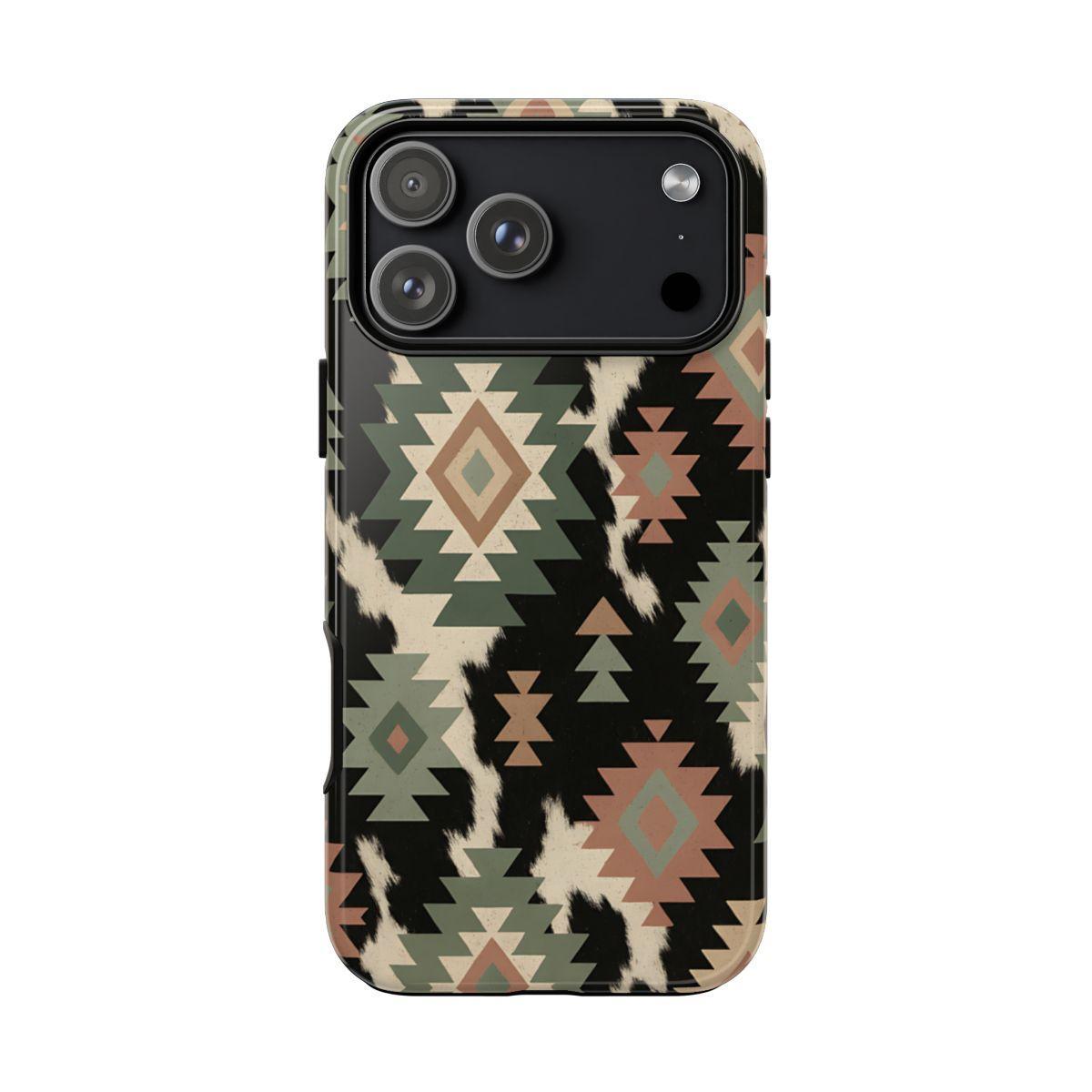 Sage Aztec + Cowhide Tough Case