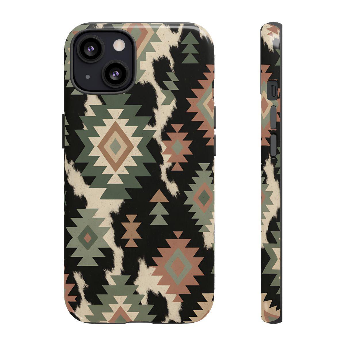 Sage Aztec + Cowhide Tough Case