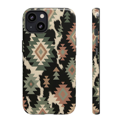 Sage Aztec + Cowhide Tough Case