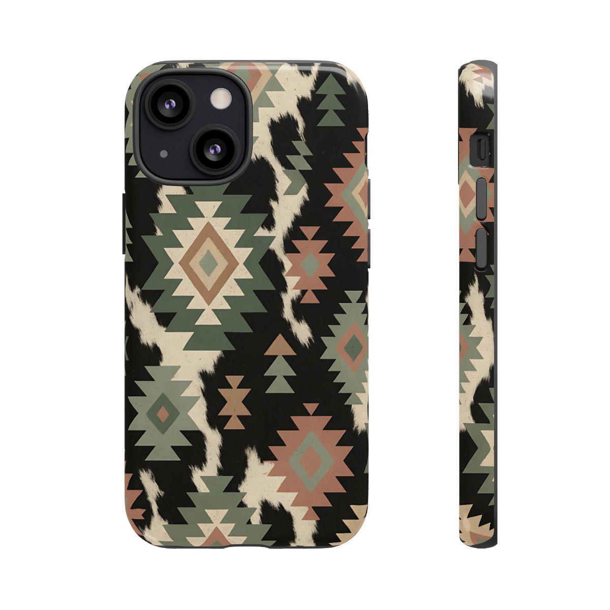 Sage Aztec + Cowhide Tough Case