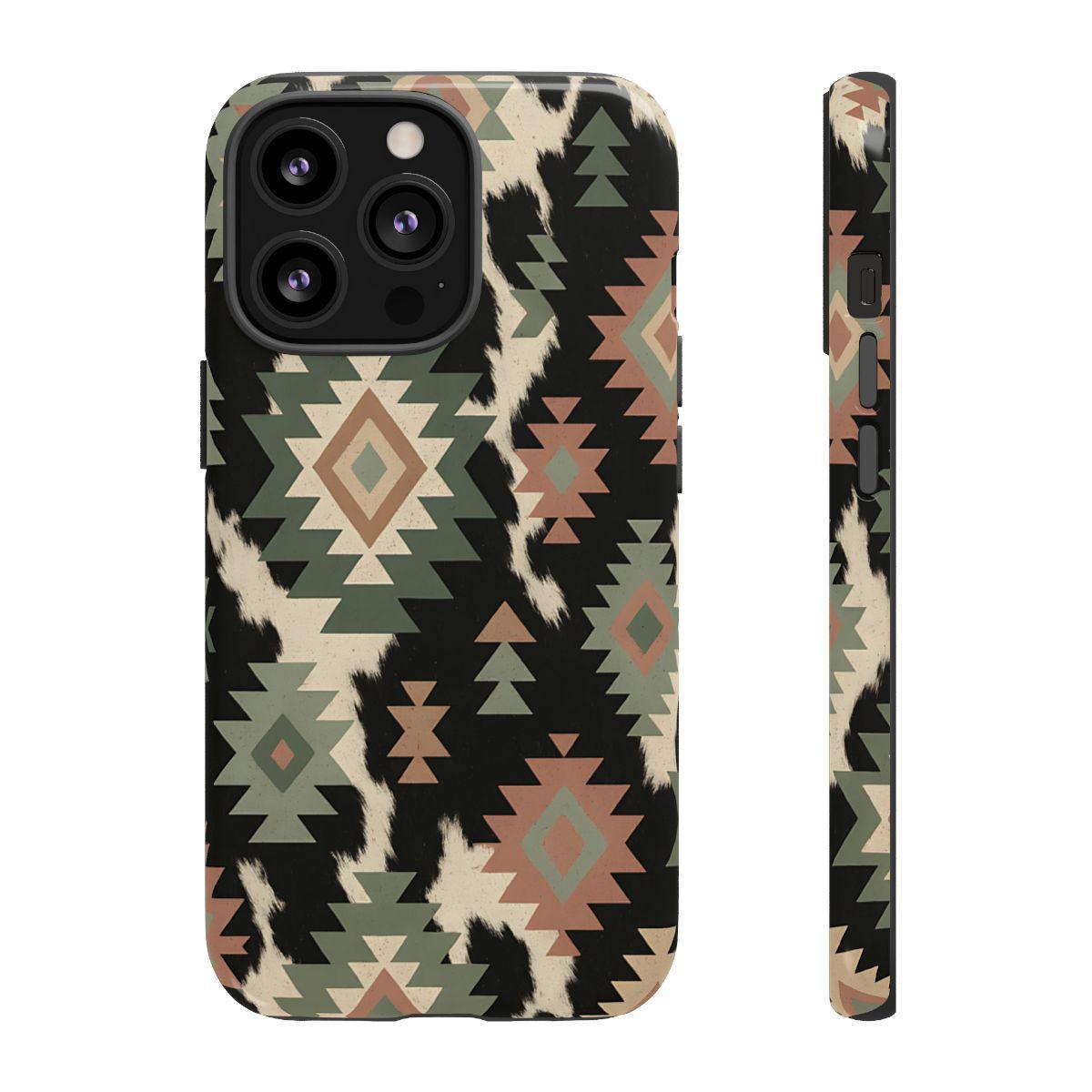 Sage Aztec + Cowhide Tough Case