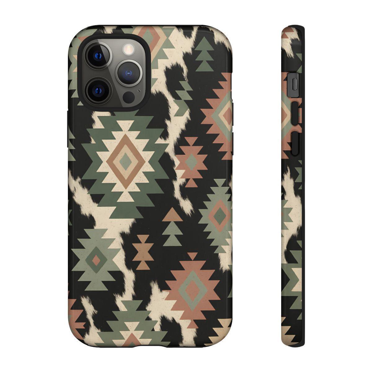 Sage Aztec + Cowhide Tough Case