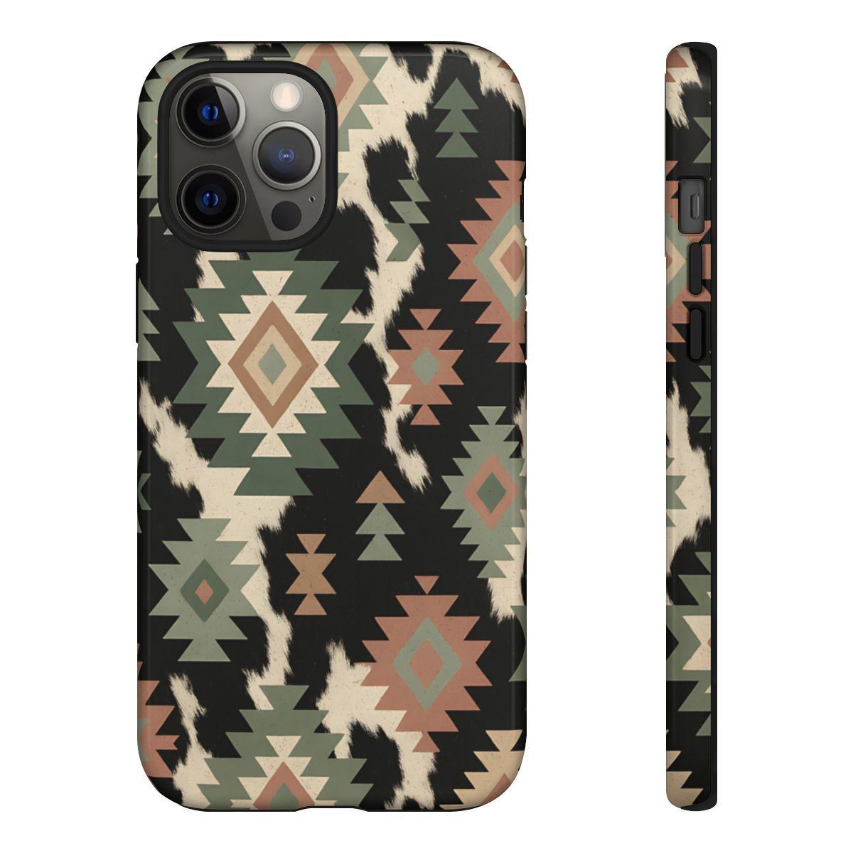 Sage Aztec + Cowhide Tough Case