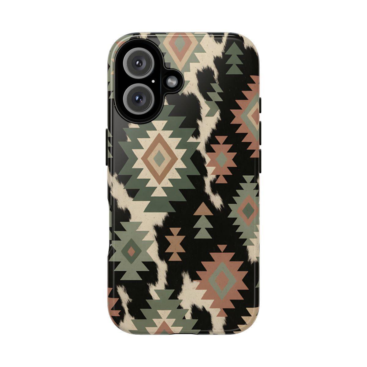 Sage Aztec + Cowhide Tough Case