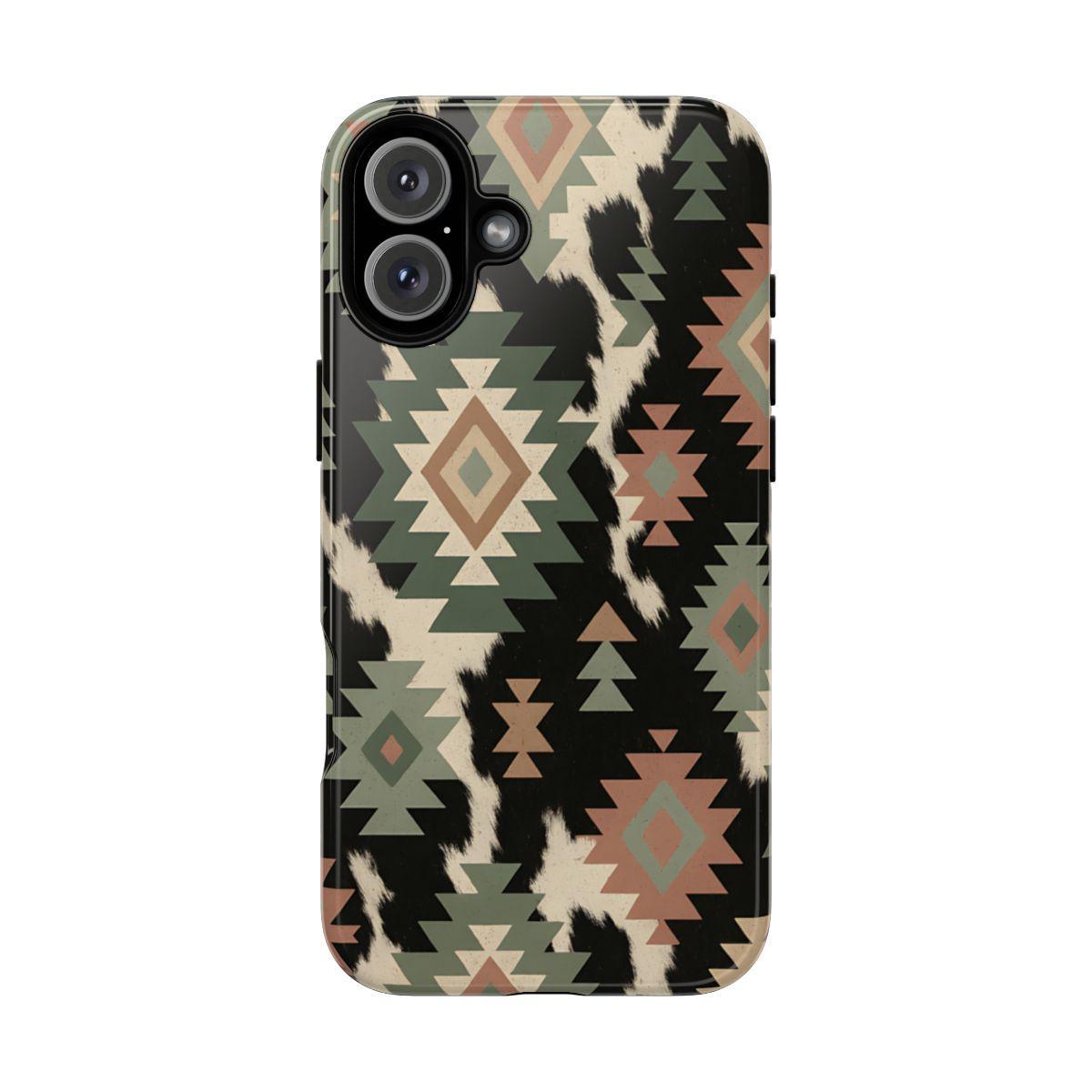 Sage Aztec + Cowhide Tough Case
