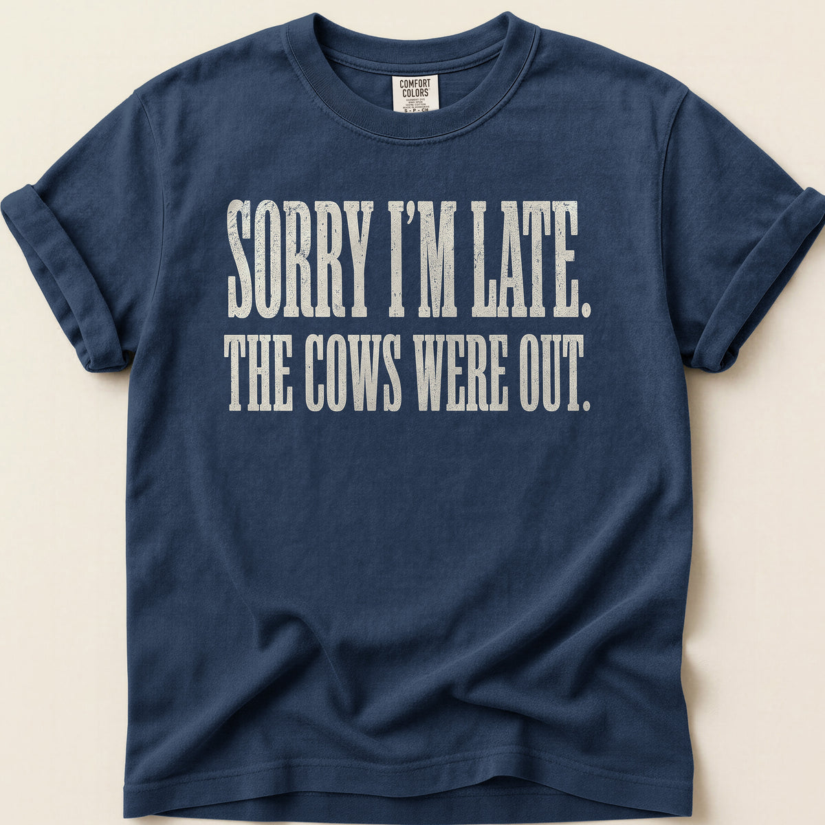 Sorry Im Late T-shirt on Navy