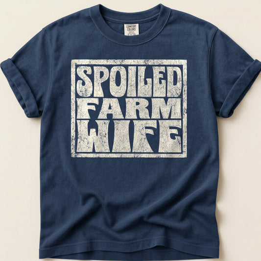 Spoiled Farm Wife Vintage T-shirt on Navy