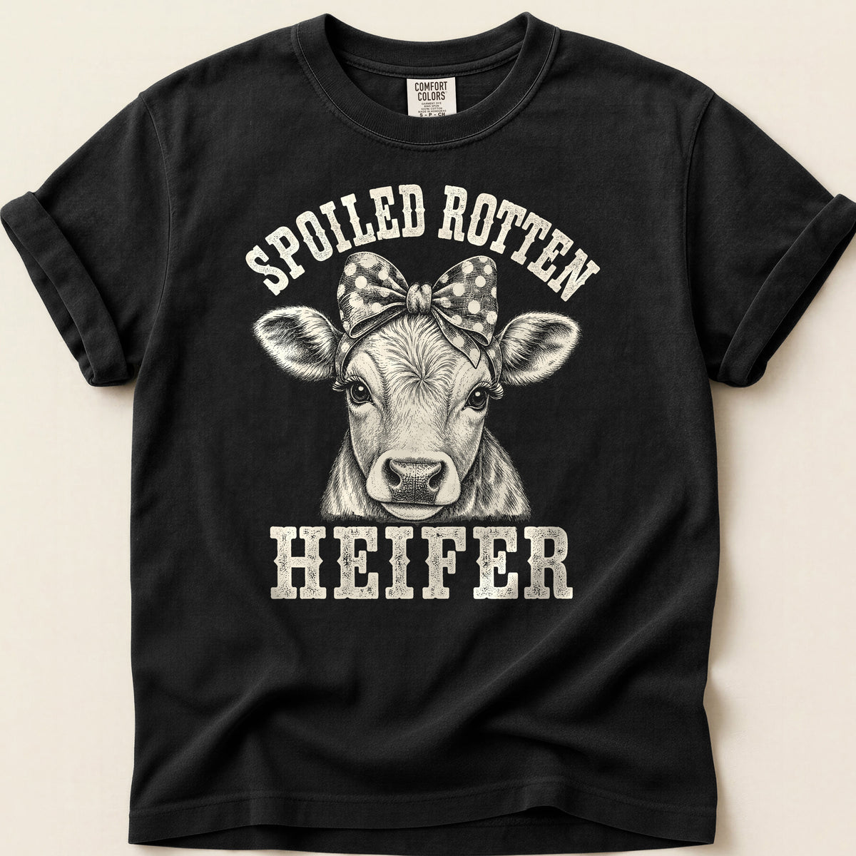 Spoiled Rotten Heifer T-shirt on Black