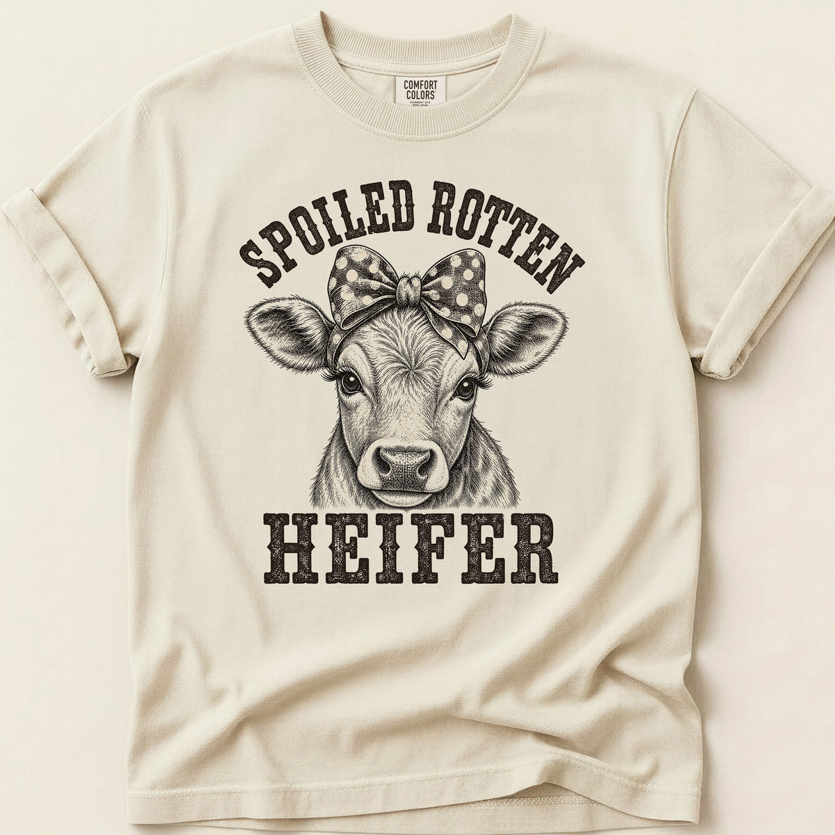 Spoiled Rotten Heifer T-shirt on Ivory