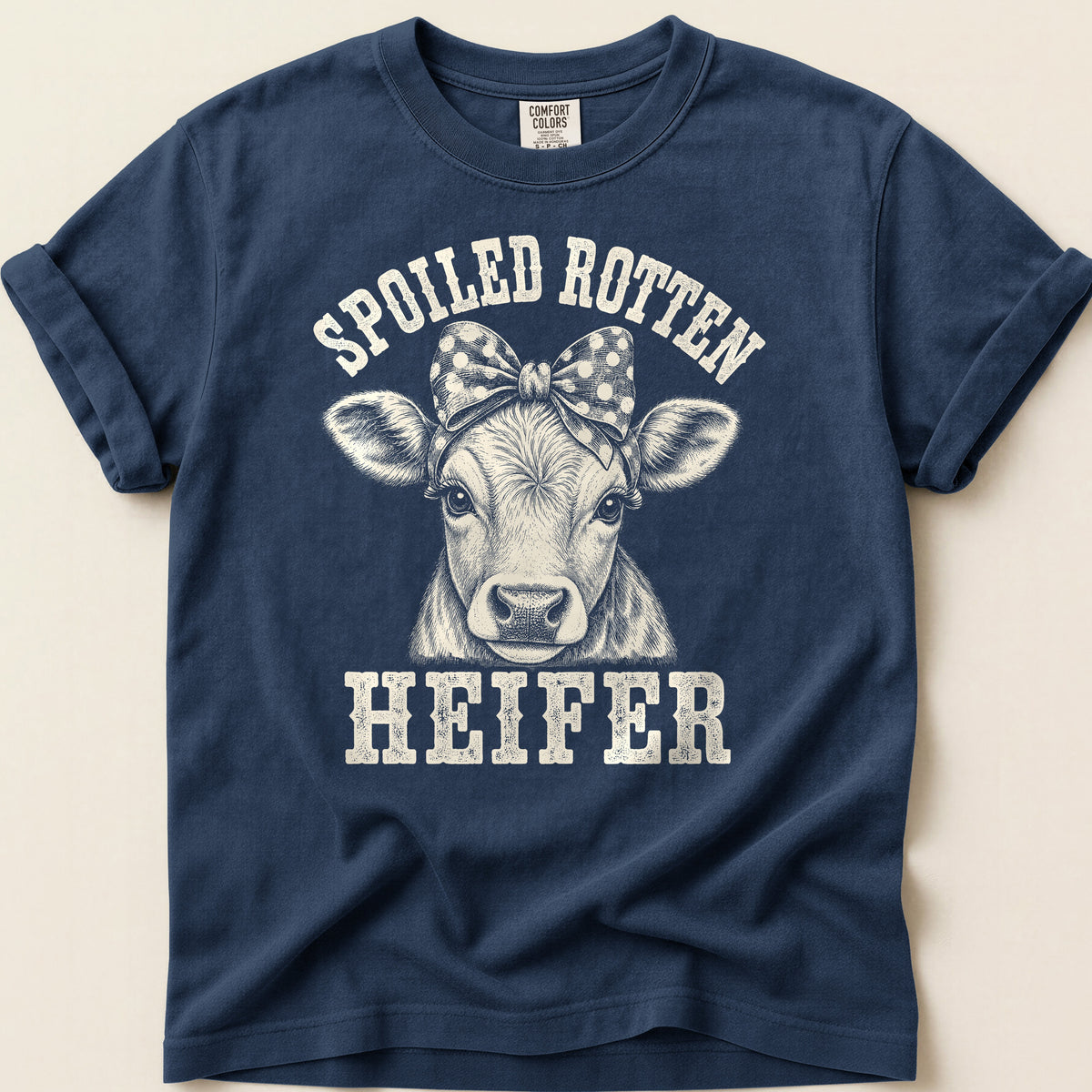 Spoiled Rotten Heifer T-shirt on Navy
