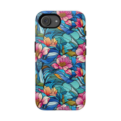 Stained Glass Pink Flowers Tough Case - iPhone 16e