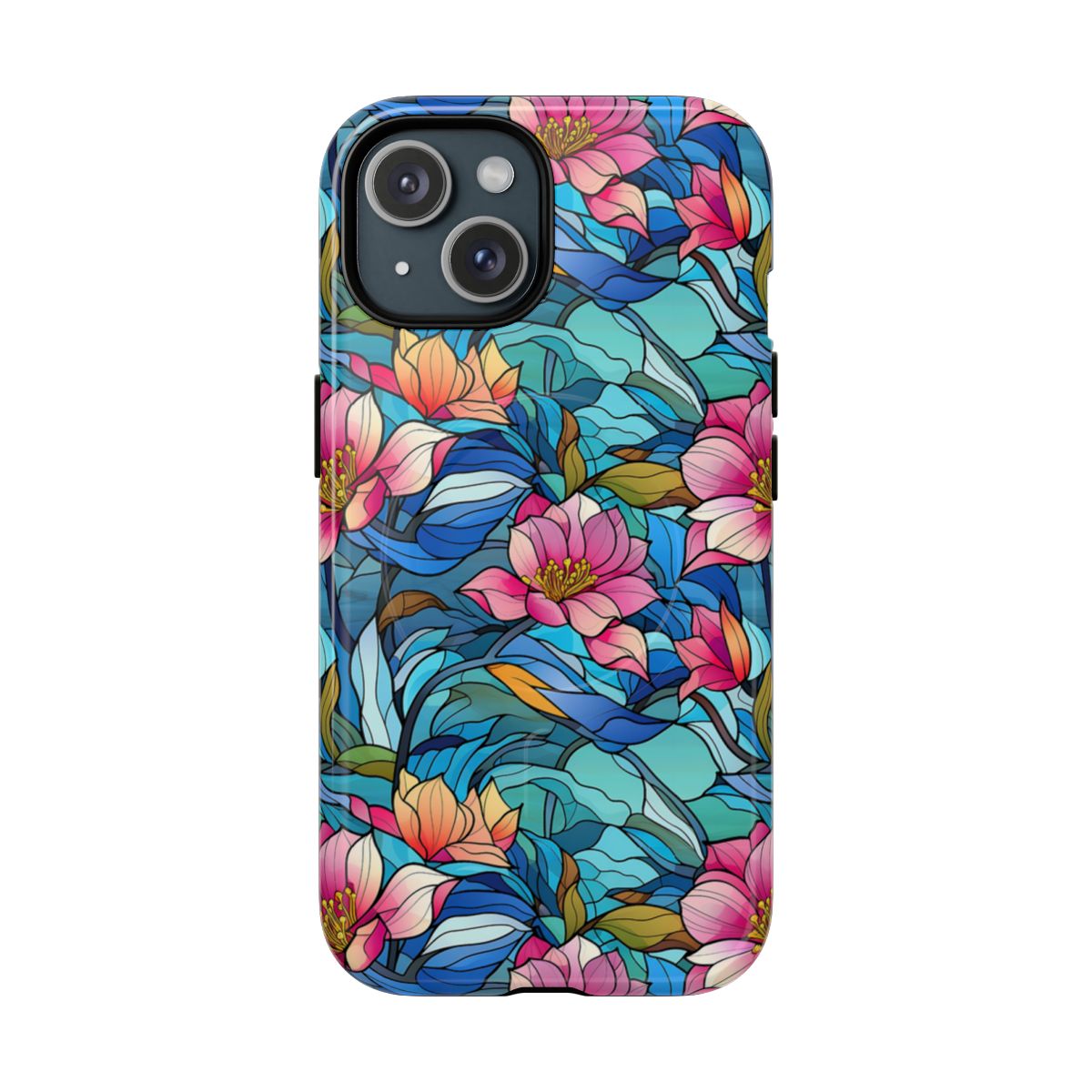 Stained Glass Pink Flowers Magnetic Case