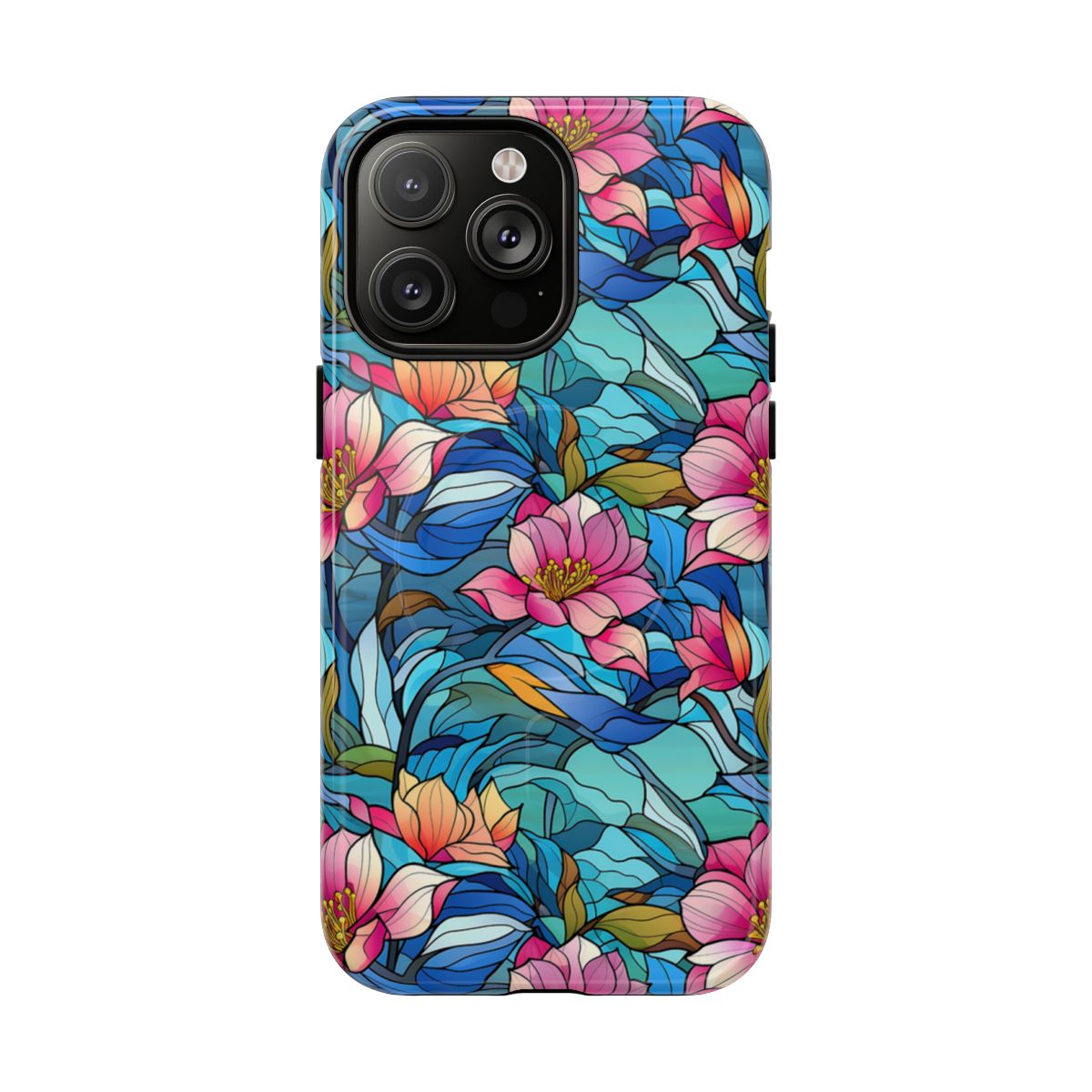 Stained Glass Pink Flowers Magnetic Case