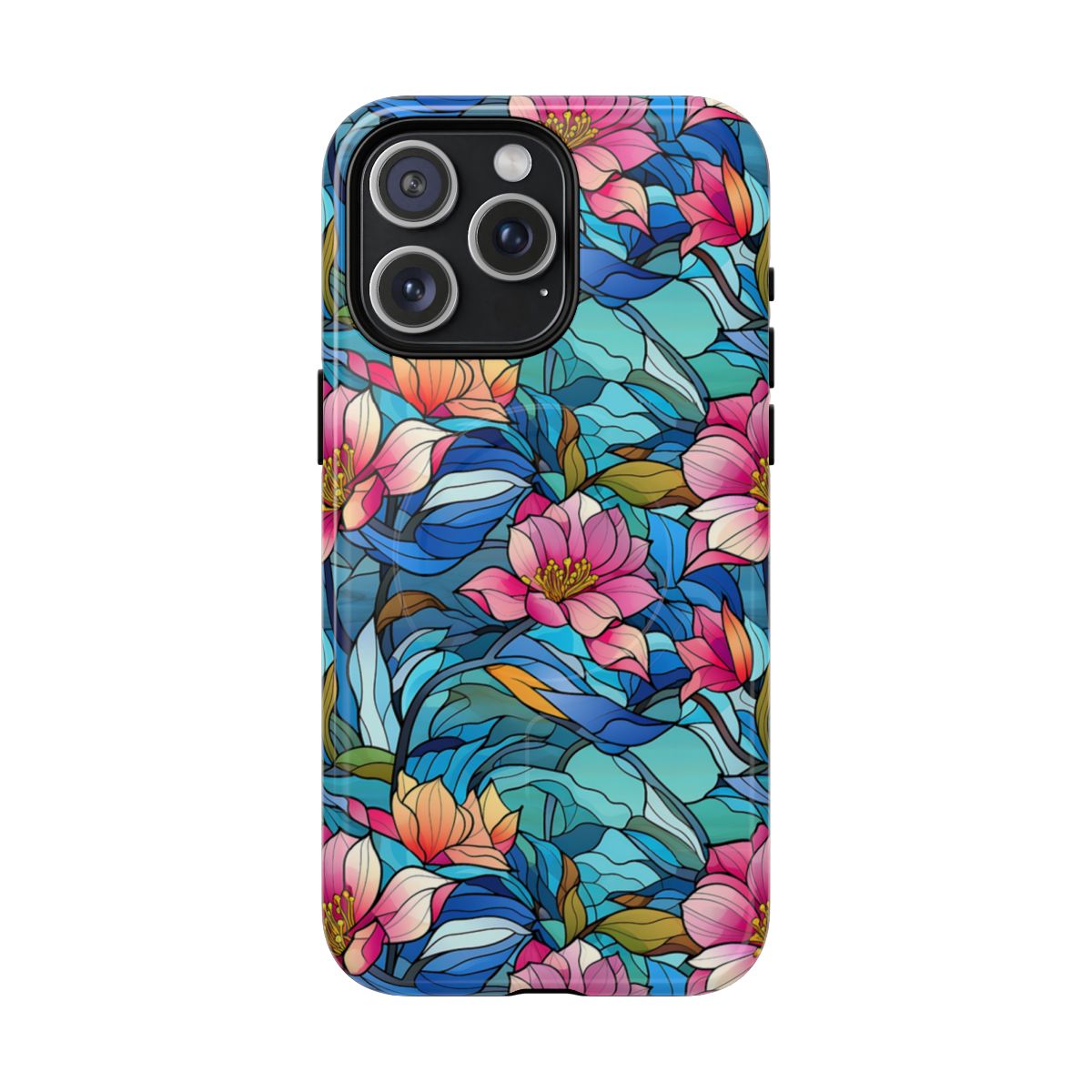 Stained Glass Pink Flowers Magnetic Case