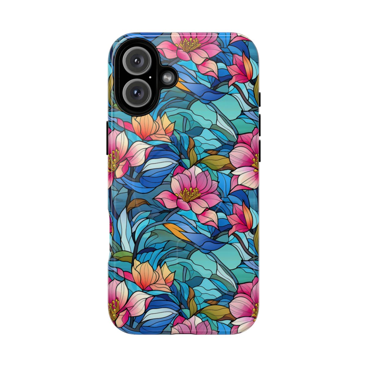 Stained Glass Pink Flowers Magnetic Case