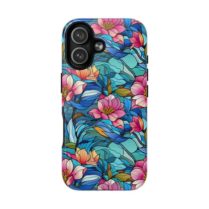 Stained Glass Pink Flowers Magnetic Case