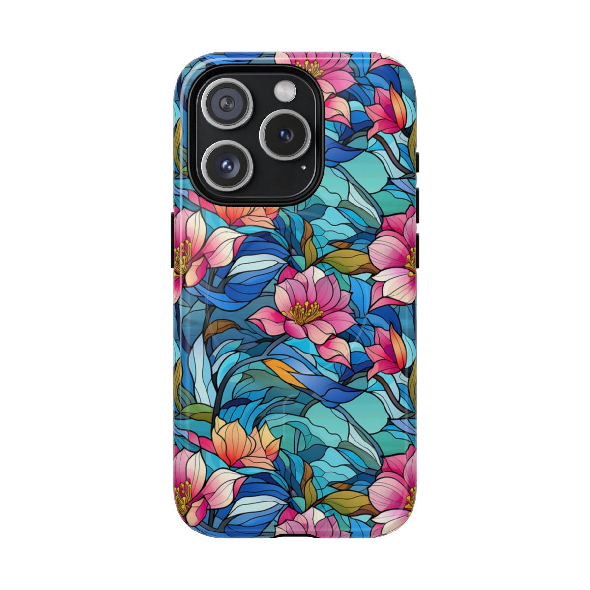 Stained Glass Pink Flowers Magnetic Case
