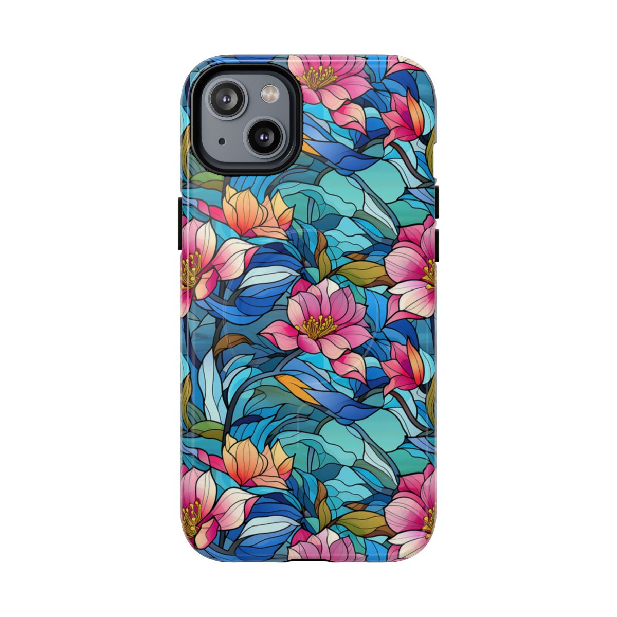 Stained Glass Pink Flowers Magnetic Case