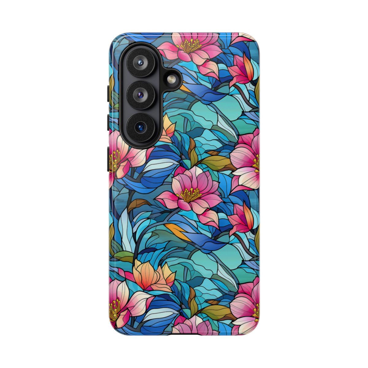 Stained Glass Pink Flowers Tough Case