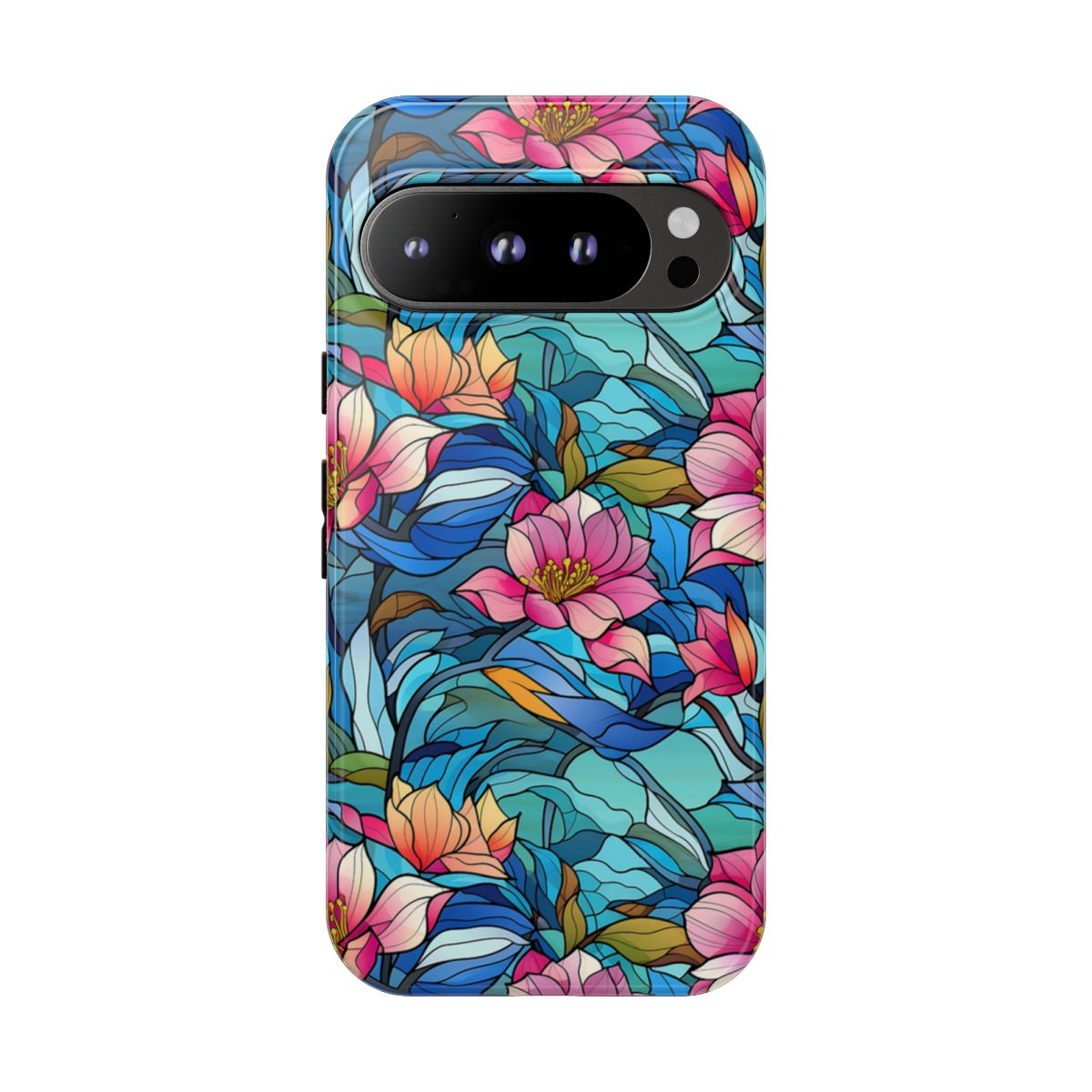 Stained Glass Pink Flowers Tough Case