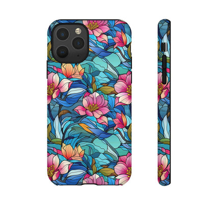 Stained Glass Pink Flowers Tough Case