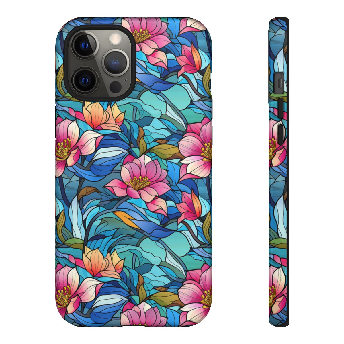 Stained Glass Pink Flowers Tough Case