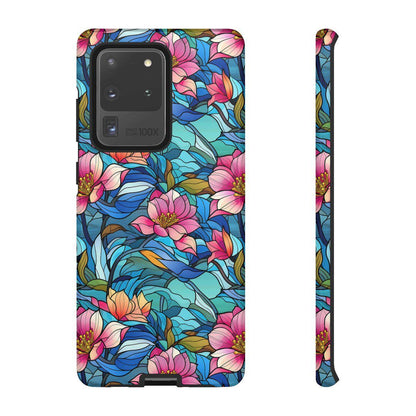 Stained Glass Pink Flowers Tough Case