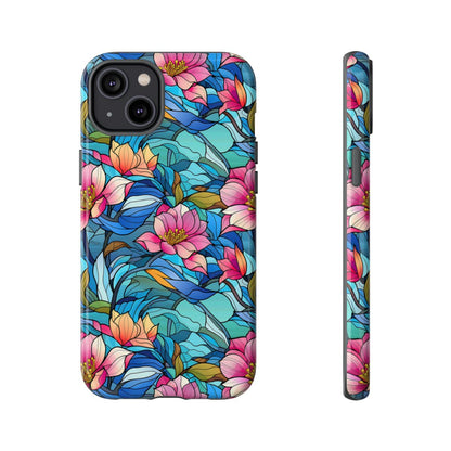 Stained Glass Pink Flowers Tough Case