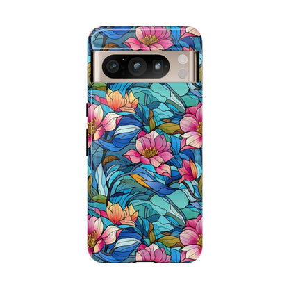 Stained Glass Pink Flowers Tough Case